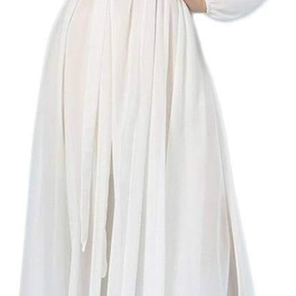 Women's Maxi Dress Chiffon Polyester Long Sleeve Crew Neck Belted Casual - Picture 1 of 5
